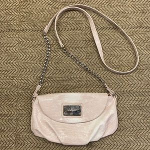 Nine West pale pink faux snakeskin cross-body bag